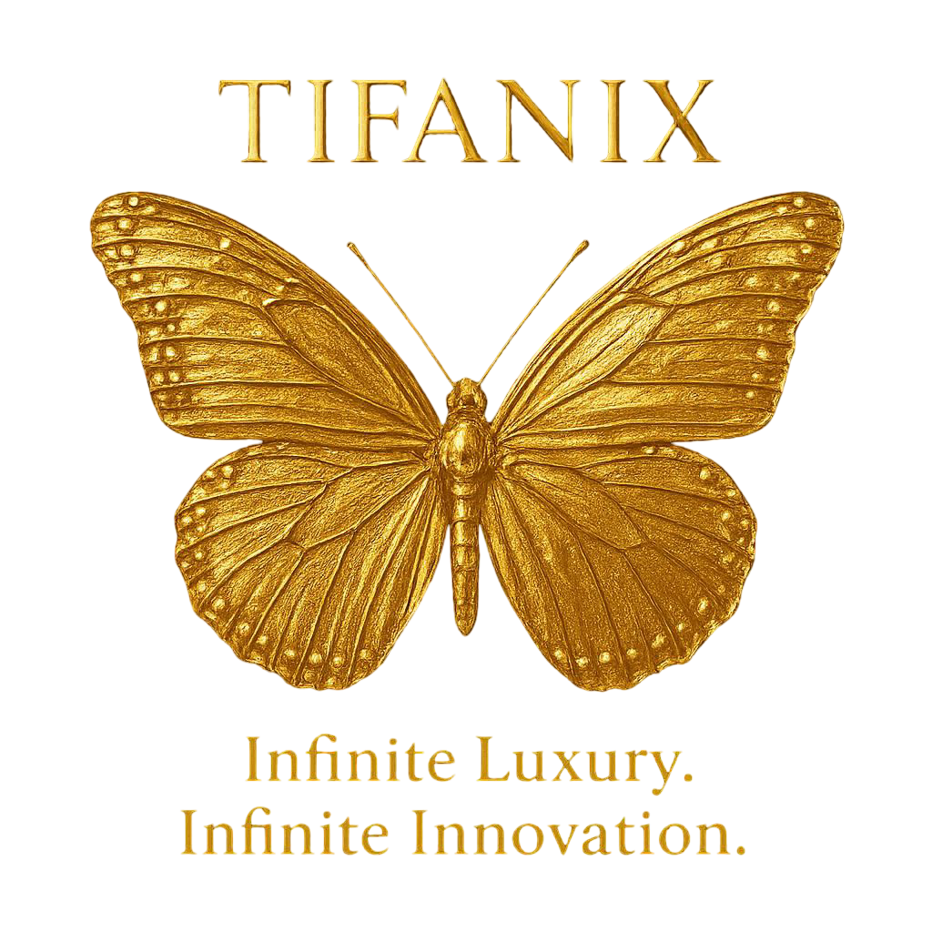 TIFANIX Luxury Brand Golden Butterfly Logo – Infinite Luxury. Infinite Innovation.